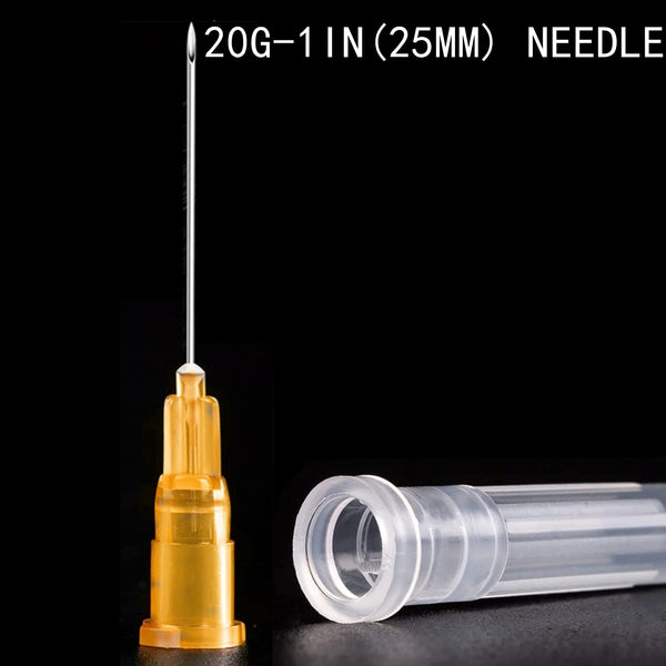 100Pack 25Ga 1Inch/25mm with Cap Dispensing Needla Accessories Disposable Lab Supplies, Individually Sealed Wrapped 25Ga-1inch