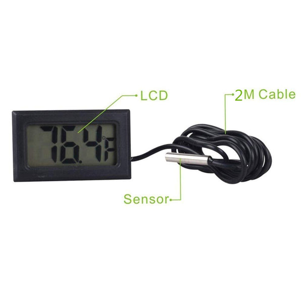 ACEIRMC Black Digital LCD Thermometer Temperature Monitor with External Probe for Fridge Freezer Refrigerator Aquarium -Fahrenheit (10pcs)
