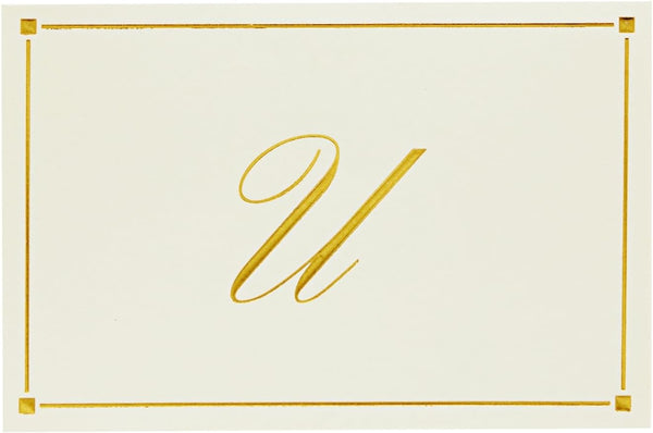 Pipilo Press Envelope Set - 4 x 6 in Ivory, Letter U Monogram, Pack of 24 - Personalized Gold Foil Note Cards & Matching Envelopes - 250 GSM Paper
