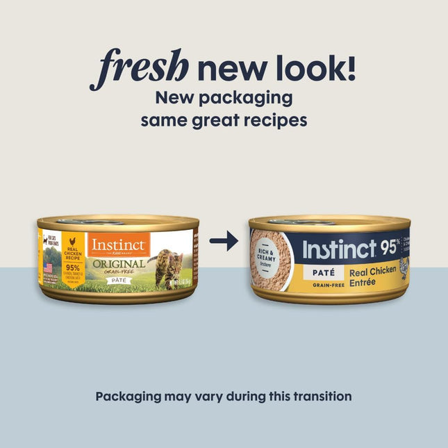 Instinct Original Grain Free Real Chicken Recipe Natural Wet Canned Cat Food, 5.