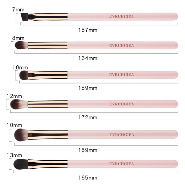 Eye Makeup Brush Set, 6 Pcs Professional Blending Eyeshadow Makeup Brushes for Concealer Eyebrows Eyeliner, Soft Hairs & Wood Handle Baby Pink 6pcs