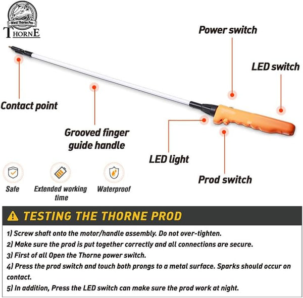 Cattle Prod, Waterproof Cattle Prod Stick with LED Light, Livestock Prod for Modern Livestock Management, X Series 52.0''