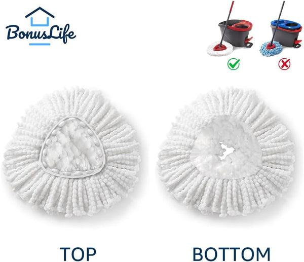 Mop Heads Replacements for O-Ceda Easy Wrin Spin System, Microfiber Refills, Easy Cleaning Mop Head Replacement White 6 Pack 1