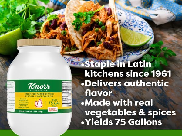 Knorr Professional Caldo de Pollo, Bouillon with Chicken Flavor Granulated Bouillon as a Base, Marinade, Flavor Enhancer, Shelf Stable