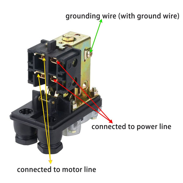 1/4Single-way air Compressor Pressure Switch Central Pneumatic air Compressor Pressure Switch Control Valve, Pressure reducing Switch 90-120 PSI