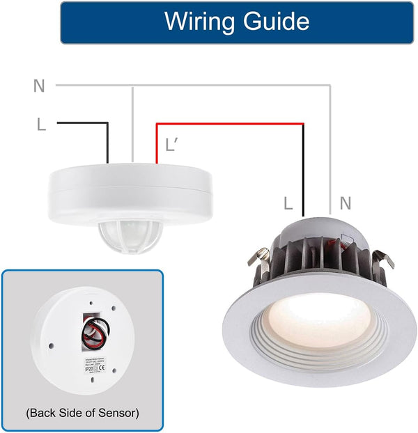 YCA1001 Ceiling Motion Sensor Light Switch, 360 Degree Occupancy Sensor PIR Motion Switch, 110-240VAC Universal Voltage, 40ft Detection Range,