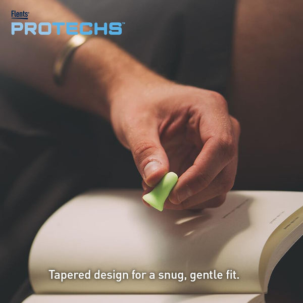 Flents Protechs Quiet Contour Foam Ear Plugs, NRR 33, 10 Pair, Green | Reusable Foam Ear Plugs for Sleeping, Snoring, Loud Noise, Traveling,