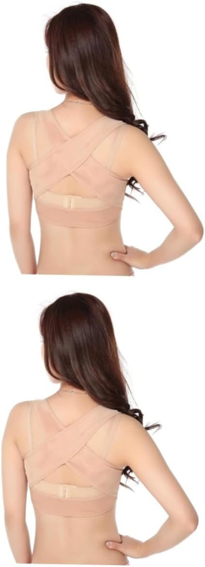 Healifty 2pcs Tank Tops Back Brace Womens Bras Push up Ladies Top Jacket Protective Gear Bracket Chest Support XXLx2pcs Skin-Colorx2pcs