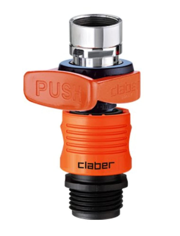 Claber 3/4” QUICK-FIT TAP CONNECTOR 8587, Garden Hose Quick Connect Fittings, Quick Release Hose Connector for Indoor Taps, Watertight Water Hose