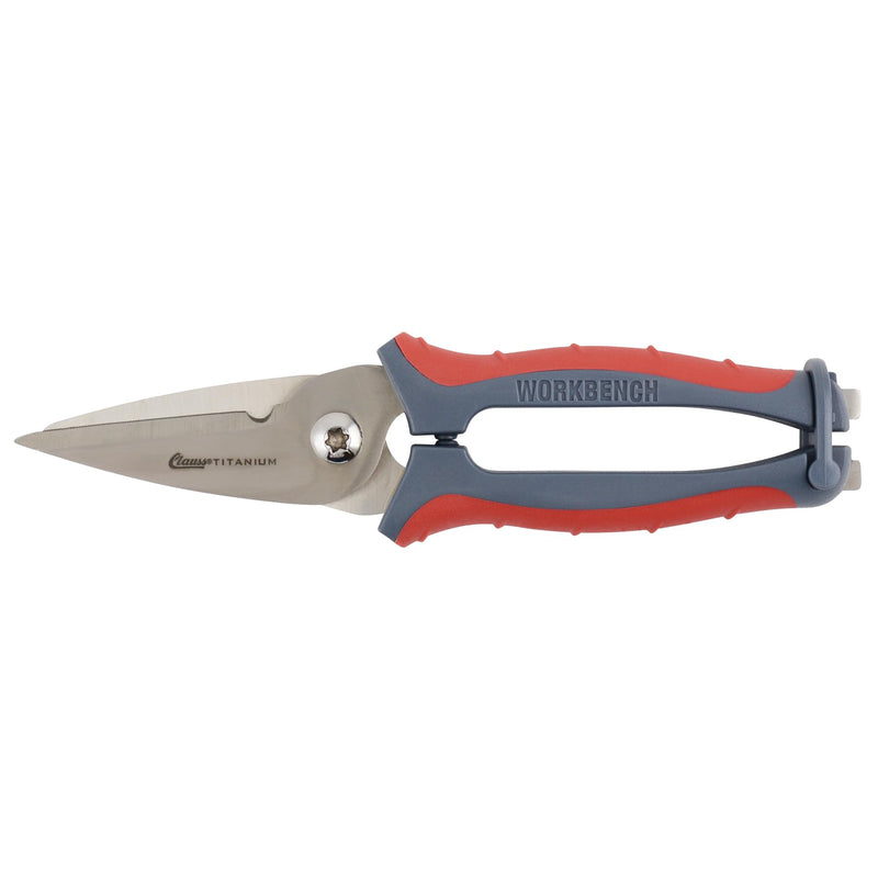 Clauss 20462 8-Inch Spring Assist Titanium Snips, All Purpose Heavy Duty Snips for Thick, Tough Materials