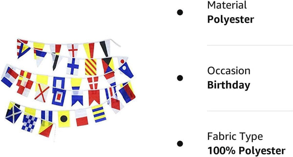 Flaglink International Marine Navy Signal Code Flag Set Of 40 Flags 8x12 inches - Length 40 Fts - Nautical Maritime Boat Ship Vessel Nautical