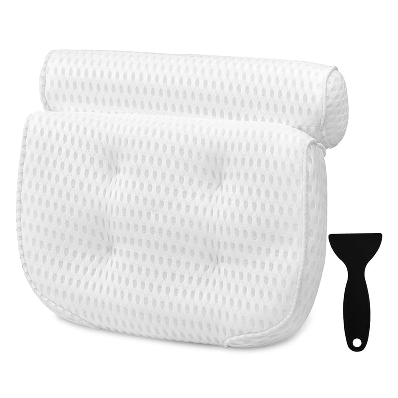 Bath Pillow Bathtub Pillow - Bath Pillows for Tub with Neck, Head, Shoulder and Back Support - 4D Air Mesh Spa Pillow for Bath - Extra Thick, Soft