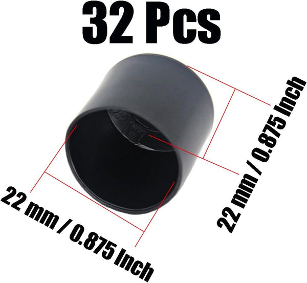 32Pcs Round Rubber Chair Leg Tips Caps, 7/8 Inch (22mm) Chair Table Leg Covers Floor Protectors, Chair Leg End Caps for Furniture, Table