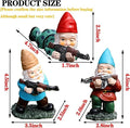 Garden Gnomes, 4.5inch Gnome Statues, Military Gnome with Gun, Funny Army Gnomes Decorations for Yard, Indoor Outdoor Halloween Christmas