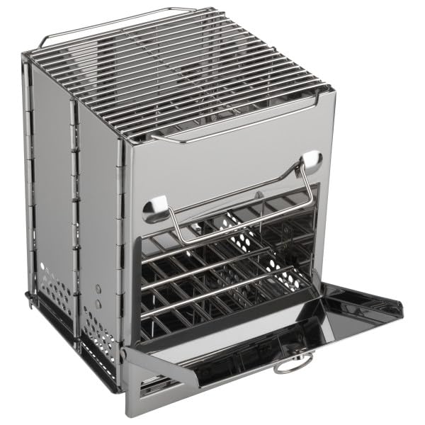 Camping Stove - Stainless-Steel Wood Burning Rocket Stove - Portable Grill for Beach, Picnic, Camp or Backpacking - Bushcraft Gear by Wakeman Outdoors