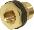 Hooshing Brass Bulkhead Fitting 3/8" Female 1/2" Male Thread Water Tank Connector with Rubber Ring