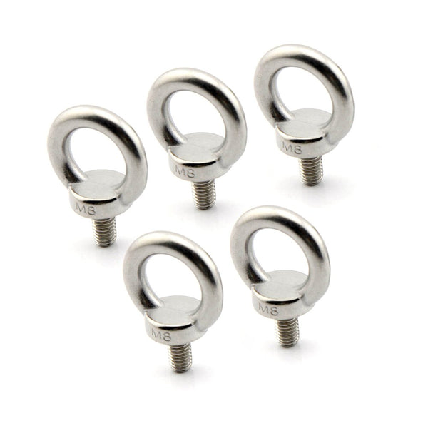 Yasorn 5pcs M8/0.32" Stainless Steel 304 Lifting Ring Eye Bolt Set - Heavy Duty Industrial Grade, Corrosion Resistant, Silver, Perfect for