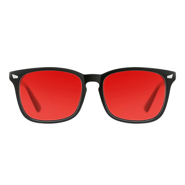TIJN Sleep Glasses with Blue Green Light Blocking, Red Light Lens for Computer Gaming, Screen Fatigue & UV Protection Black Red