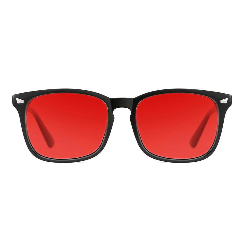 TIJN Sleep Glasses with Blue Green Light Blocking, Red Light Lens for Computer Gaming, Screen Fatigue & UV Protection Black Red