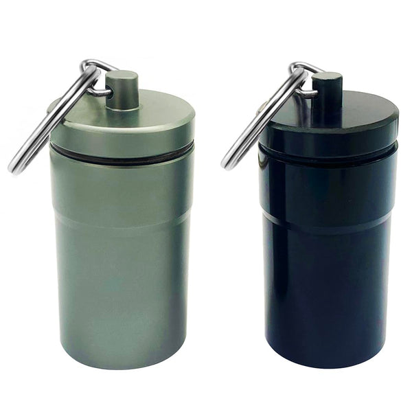 2 Packs 100 Tablets Nitro Bottle Holder, EFFIET Waterproof Metal Pill Bottle Container Capsule Match Container for Geocaching Quarters Cash Hider
