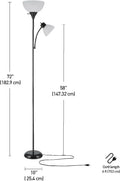 Globe Electric 67135 72" Floor Lamp with Adjustable Reading Light, Bright, Easy-to-Assemble Torchiere for Bedroom, Living Room & Office -