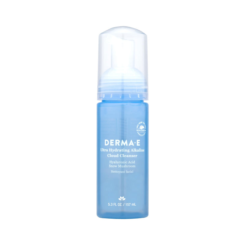 Derma E Ultra Hydrating Alkaline Cloud Cleanser â Gentle Foaming Face Wash with Hyaluronic Acid â Vegan Daily Facial Cleansing, 5.3 Oz
