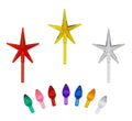 Creative Hobbies Ceramic Christmas Tree Replacement Lights, Medium Twist Light Ornaments, 100 Pc Multi Colors Plus 3 Tree Topper Stars Multicolor