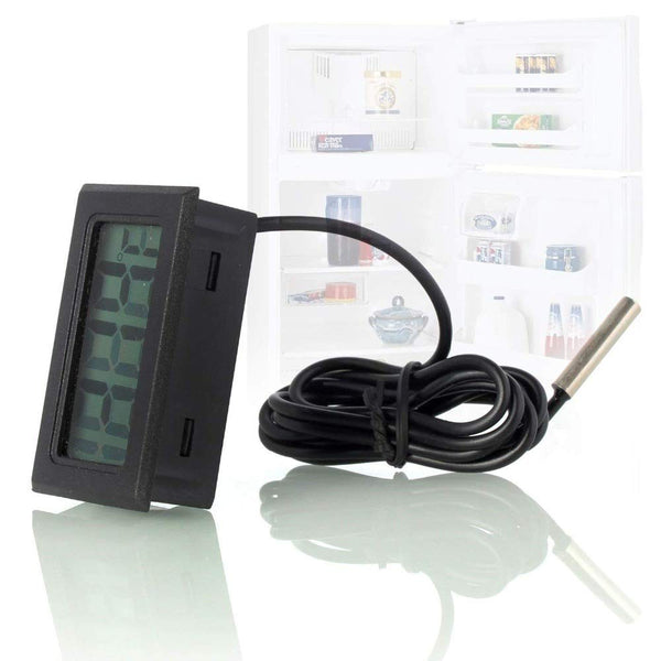 ACEIRMC Black Digital LCD Thermometer Temperature Monitor with External Probe for Fridge Freezer Refrigerator Aquarium -Fahrenheit (10pcs)