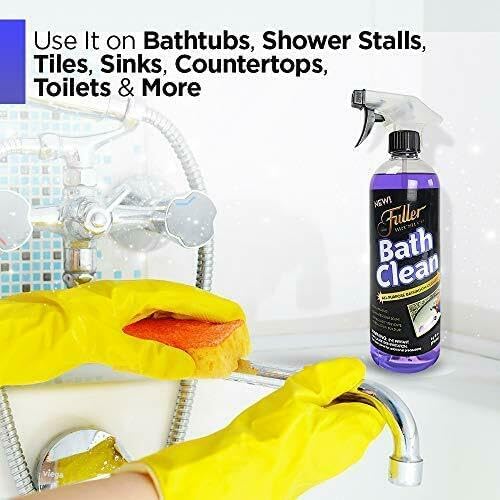 Fuller Brush Bath Clean – 24 oz Bathroom Cleaner Bottle with Spray– Dissolves Soap Scum, Hard Water Stains & Mineral Build-Up – For Sinks, Showers