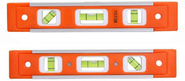 2pcs 9 inch Aluminum-Sided Magnetic Torpedo Level, Box Level Spirit Bubble level - Orange