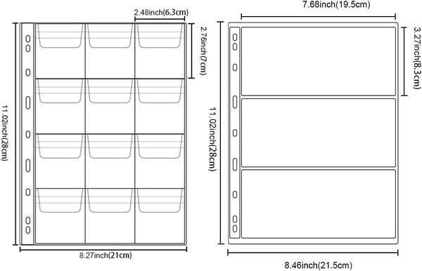 15 Sheets Plastic Coin 9-Hole 5 Sizes Pocket Pages Standard Coin Currency Money Pocket Inserts Collecting Sleeves for Coin Stickers Currency