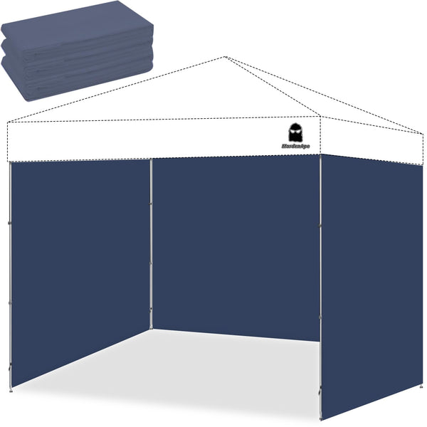 10x10 Pop Up Canopy Tent Sidewalls - Straight Leg Compatible, 300D Waterproof Polyester with 99% UV Protection, 3 Piece Navy Wall Set Fit 10x10