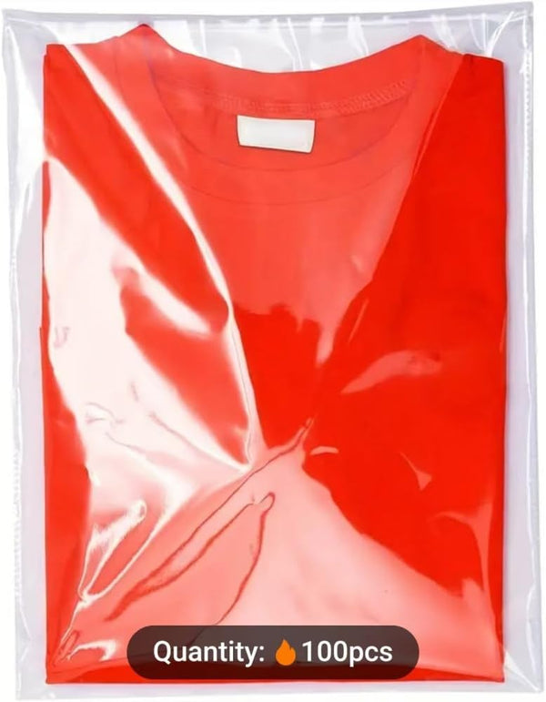 100 Pieces (9x12 Inch) Clear Plastic Bags for Packaging, Clothing & T-Shirts Strong Packing Self Adhesive Cellophane Bag