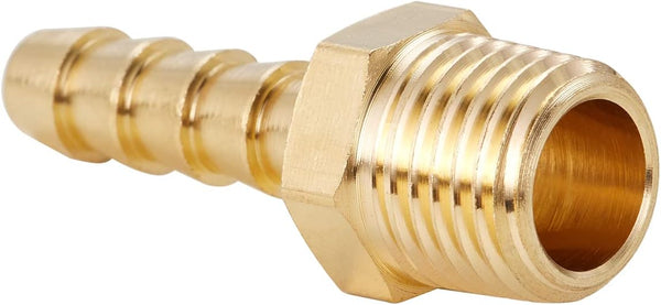 Brass Hose Barb Fittings,1/4" Barb x 1/4" NPT Male Air Hose Pipe Fittings,Compression Hose Fittings Adapter 6pcs
