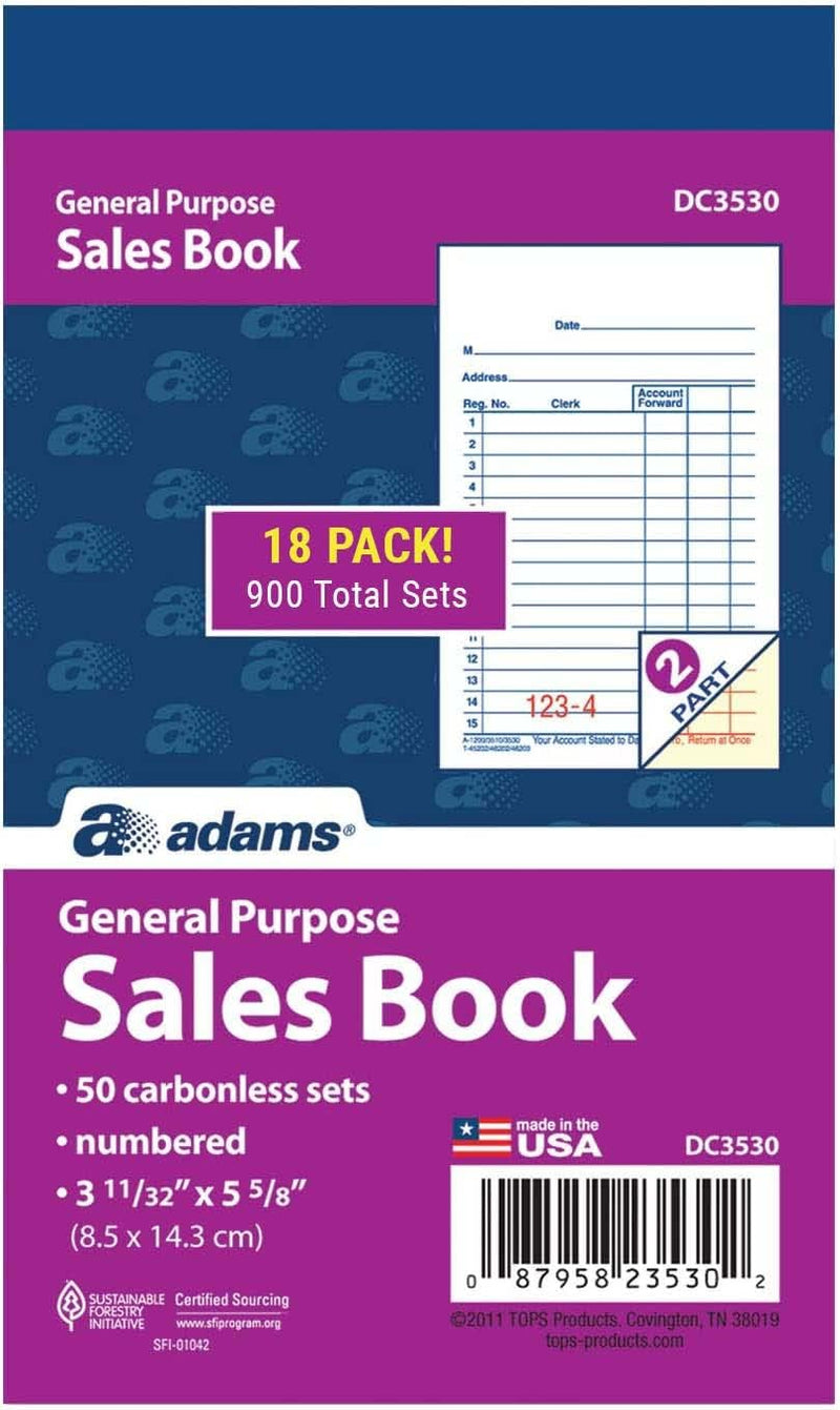Adams General Purpose Sales Books, DC3530, Case of 18