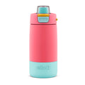 Ello Kids Colby 12oz Stainless Steel Insulated Water Bottle with Straw and Built-In Silicone Coaster Carrying Handle and Leak-Proof Locking Lid