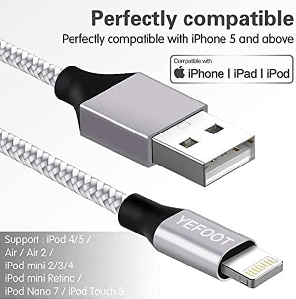[Apple MFi Certified] 6Pack(3/3/6/6/6/10FT) iPhone Charger Nylon Braided Fast Charging Lightning Cable Compatible iPhone