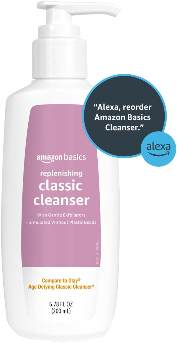 Amazon Basics Gentle Exfoliating Face Wash, Replenishing Daily Facial Cleanser, Refreshing, 6.78 fl oz (Pack of 1)