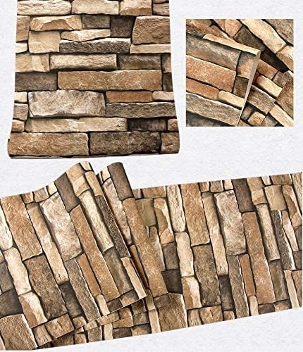 Rock Peel and Stick Wallpaper - Self-Adhesive & Removable Wallpaper Stone Decorations Contact Paper 17.7"x118" 3D Stone Textured Vinyl for