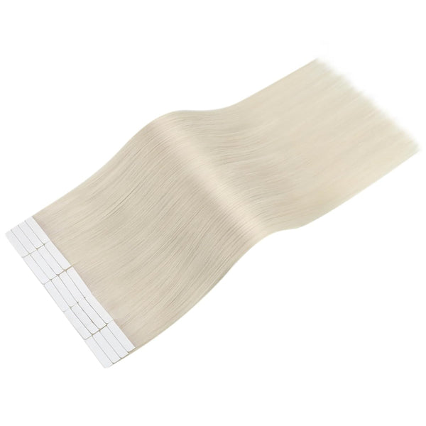 Easyouth Blonde Tape in Hair Extensions Human Hair White Blonde Human Hair Extensions Tape in 20pcs 14 Inch Softness Hair Extension Tapes in for