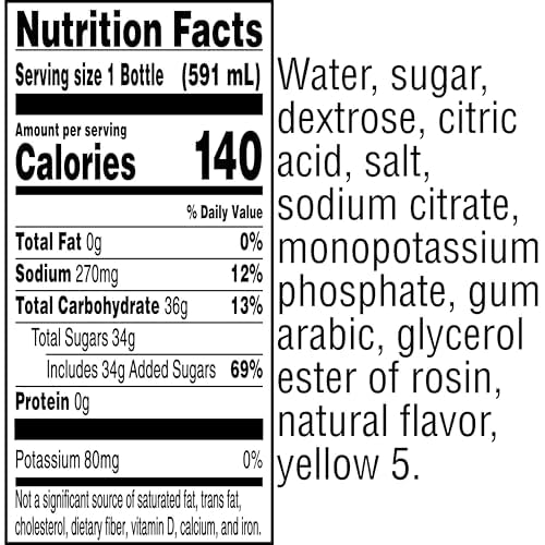 Gatorade Thirst Quencher, Lemon-Lime, 20 Fl Oz (Pack of 8) | Electrolyte Drink, Hydration Lemon Lime 20 Fl Oz (Pack of 8)