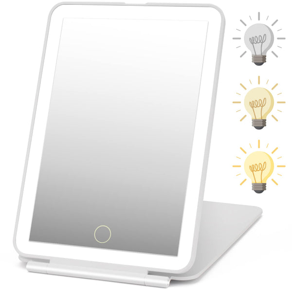 Rechargeable Travel Makeup Mirror 72 LED Lighted Makeup Travel Mirror Compact Slim Vanity Mirror with Lights Makeup Mirror with 3 Lighting Modes
