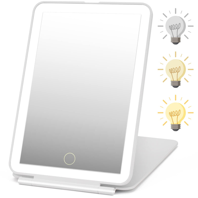 Rechargeable Travel Makeup Mirror 72 LED Lighted Makeup Travel Mirror Compact Slim Vanity Mirror with Lights Makeup Mirror with 3 Lighting Modes