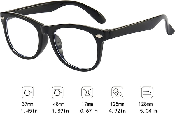 FANNYGO 3 Pack Kid Blue Light Glasses For Kids Girls Boys Computer Blue Light Kids Glasses Clear Glasses Age 3-9 (Black + Dark blue + Light blue)