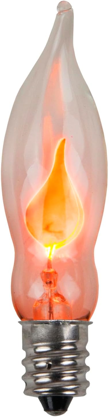 Creative Hobbies A101 Flicker Flame Light Bulb -3 Watt, 130 Volt, E12 Candelabra Base, Flame Shaped, Nickel Plated Base,- Dances with a Flickering