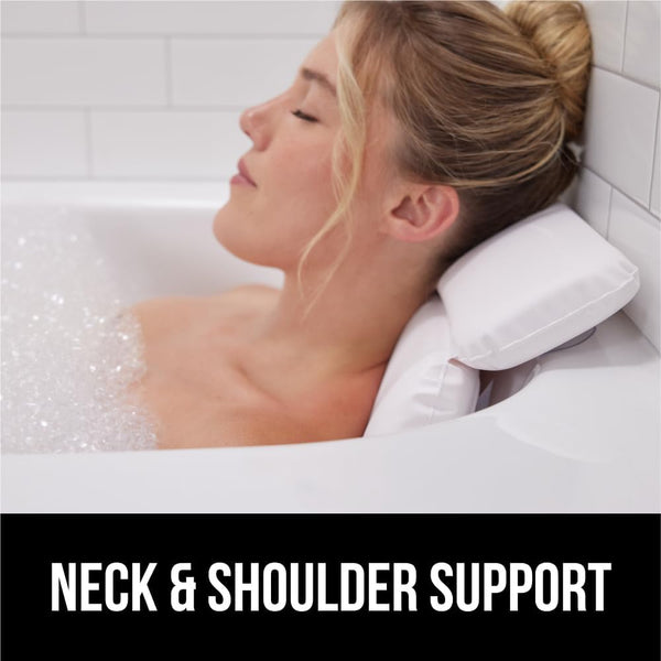 GORILLA GRIP Bath Pillow for Tub, Strong Suction Cups, Luxury Bathtub Pillows, Headrest Neck and Back Support, Relaxing Hot Tub and Home Spa