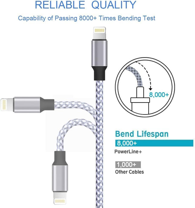 TAKAGI for Iphone Charger, [Mfi Certified] Lightning Cable 3PACK 6FT Nylon Braided USB Charging Cable High Speed Transfe