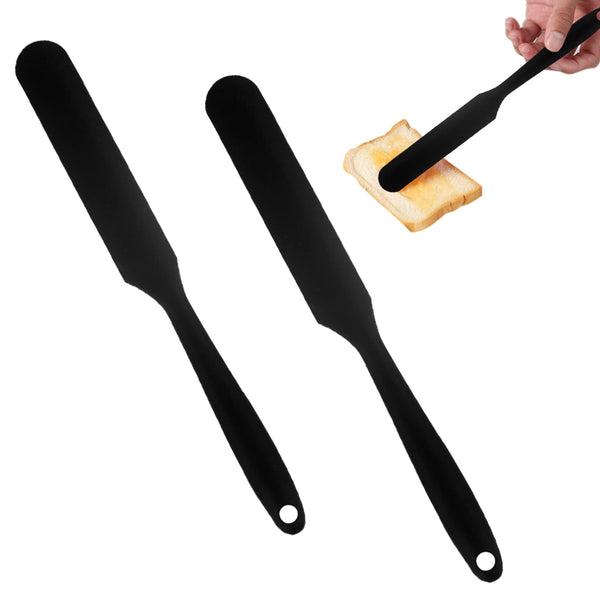 2 Pieces Long Handle Silicone Jar Spatula Non-Stick Rubber Scraper Silicone Scraper for Jars, Smoothies, Blenders Cooking Baking Stirring Mixing