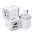 USB Plug, USB Wall Charger 3 Pack, Gigreen Dual Port Electrical Plug Wall Outlet Charger Cube 5V 2.1A Charging Block Compatible Iphone 16 15 14 13