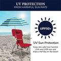 CARIBBEAN JOE Umbrella for Beach Chair, Adjustable and Universal, UV Protection (Bold Stripe, 4ft Arc)